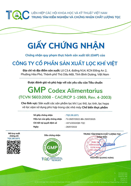 GMP - Viet Air Filter - Công Ty Cổ Phần Sản Xuất Lọc Khí Việt
